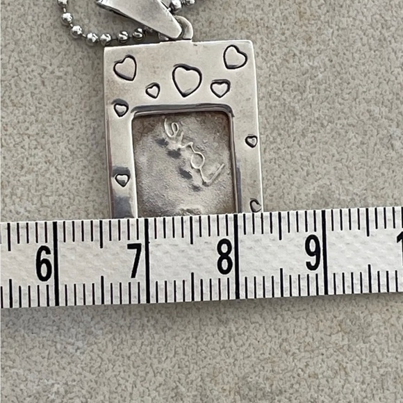.925 Sterling Silver Photo Frame Pendant and Chain-Made in Italy - Picture 7 of 12